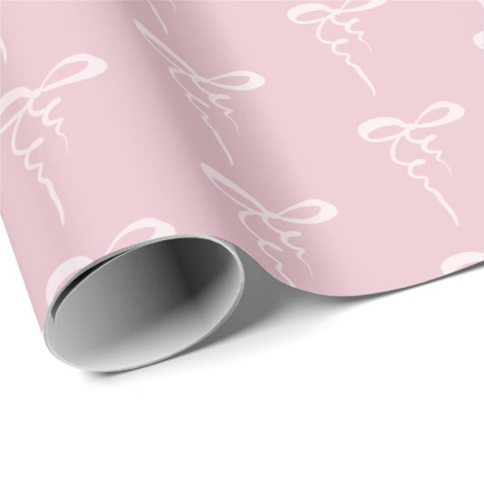 Weiße Bogen rosa Muster Mädchen Dusche Geschenkpapier (Rolleneckpunkt)