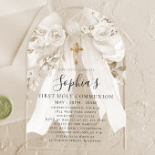 Weiße Bogenrose Blumenmädchen Erstkommunionbogen Acryleinladungen