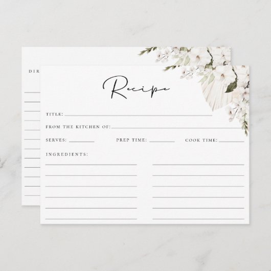 Weiße Bohemische Blumenzellenrezeptkarte Postkarte (Vorne/Hinten)