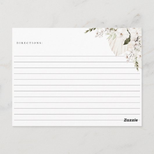 Weiße Bohemische Blumenzellenrezeptkarte Postkarte (Rückseite)