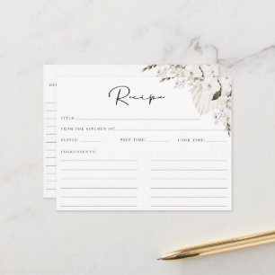 Weiße Bohemische Blumenzellenrezeptkarte Postkarte