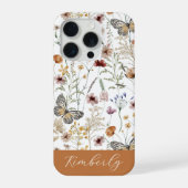 Weiße Boho-Aquarell-Wildblumen-Muster  iPhone Hülle (Rückseite)