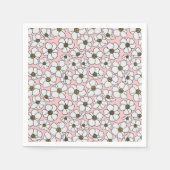 Weiße Boho-Blumen auf Rosa Serviette (Vorderseite)