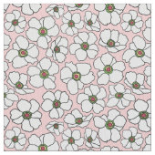Weiße Boho-Blumen auf Rosa Stoff (Nahaufnahme)