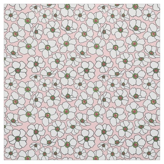 Weiße Boho-Blumen auf Rosa Stoff (Muster)