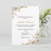 Weiße Boho-Blumen-Hochzeit auf Spanisch Einladung (Stehend Vorderseite)