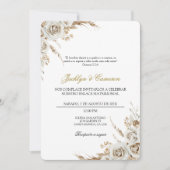 Weiße Boho-Blumen-Hochzeit auf Spanisch Einladung (Vorderseite)