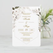 Weiße Boho-Blumenhochzeit spanisch Einladung (Stehend Vorderseite)
