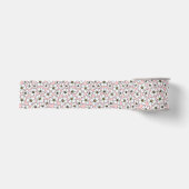Weiße Boho-Blumenprint auf Rosa Ripsband (Vorderseite)