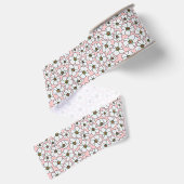 Weiße Boho-Blumenprint auf Rosa Ripsband (Rückseite)
