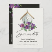 WEISSE BOHO RUSTISCHES BLUMENBIRDHOUSE SAVE THE DA ANKÜNDIGUNGSPOSTKARTE (Vorne/Hinten)