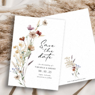Weiße Boho Save The Date Flat Card