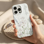 Weiße Boho-Wasserfarben-Wildblumen iPhone Hülle