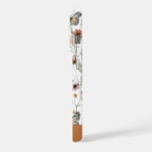 Weiße Boho-Wasserfarben-Wildblumen-Muster iPhone Hülle (Linke Seite)