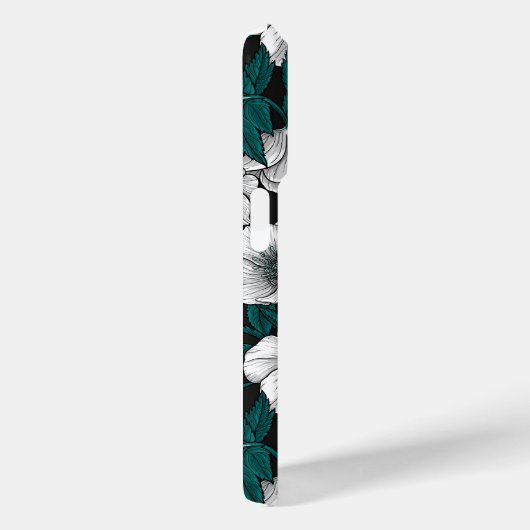 Weiße Bohrer mit blauen Blätter Case-Mate iPhone Hülle (Rückseite / Rechts)