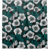 Weiße Bohrer mit blauen Blätter Duschvorhang (Vorderseite)