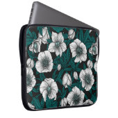 Weiße Bohrer mit blauen Blätter Laptopschutzhülle (Vorne Rechts)