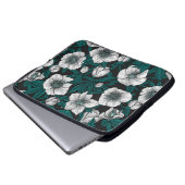 Weiße Bohrer mit blauen Blätter Laptopschutzhülle (Vorne Knopf)