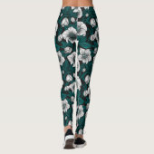 Weiße Bohrer mit blauen Blätter Leggings (Rückseite)