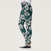Weiße Bohrer mit blauen Blätter Leggings (Links)