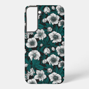 Weiße Bohrer mit blauen Blätter Samsung Galaxy Hülle