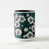 Weiße Bohrer mit blauen Blätter Tasse (Zentrum)