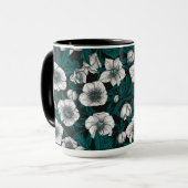 Weiße Bohrer mit blauen Blätter Tasse (Vorderseite Links)