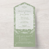 Weiße Botanicals auf der Grünen Hochzeit All In One Einladung (Innen Boden)