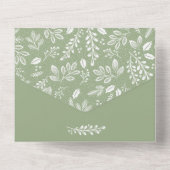 Weiße Botanicals auf der Grünen Hochzeit All In One Einladung (Rückseite)