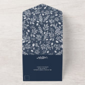Weiße Botanicals auf Navy Blue All In One Einladung (Außenbereich)