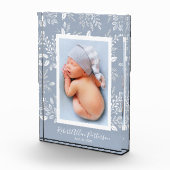 Weiße Botanicals auf Sky Blue Custom Fotoblock (Rechts)