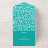 Weiße Botanicals auf Türkis All In One Einladung (Außenbereich)