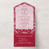 Weiße Botanicals Cranberry Keine Umschläge Hochzei All In One Einladung (Innen Boden)