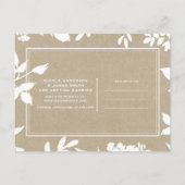 Weiße botanische Blätter Rustikal Save the Date Ankündigungspostkarte (Rückseite)