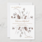 Weiße Botanische Blumenwolle Einladungen Hochzeits (Vorderseite)