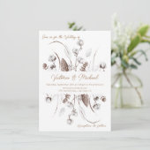 Weiße Botanische Blumenwolle Einladungen Hochzeits (Stehend Vorderseite)