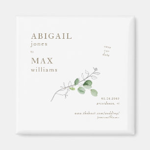 Weiße Botanische Hochzeit Rettet unser Datum Gold Magnet