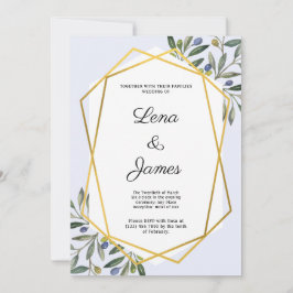 Weiße botanische Hochzeitskarte Einladung