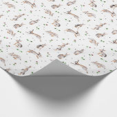 Weiße botanische Kleeblatte bei Tieren Geschenkpapier (Ecke)