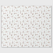 Weiße botanische Kleeblatte bei Tieren Geschenkpapier (Flach)