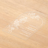 Weiße Botanische Minimalistische Bogenhochzeit Acryleinladungen (Ablage )