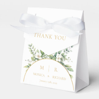 Weiße Botanische Monogramm-Hochzeitsgeschenkboxen Geschenkschachtel
