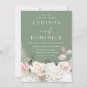 Weiße botanische Rose als Grüne Hochzeit Einladung (Vorderseite)