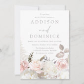 Weiße botanische Rose während der Hochzeiten Einladung (Vorderseite)