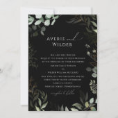 Weiße Botanische Schwarze Gold Traditionelle Hochz Einladung (Vorderseite)