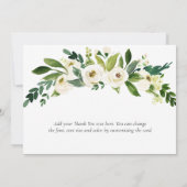 Weiße botanische Verlobung Dankeskarte (Rückseite)