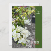 weiße Bougainvillea oder Paperblumenweiß als Schne Save The Date (Vorderseite)