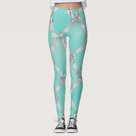 Weiße Bows Türkis Robin's Egg Blue Leggings