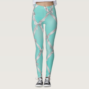 Weiße Bows Türkis Robin's Egg Blue Leggings