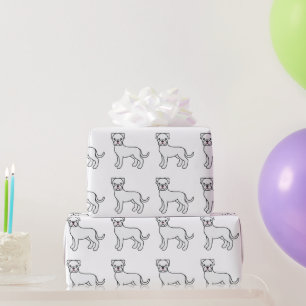Weiße Boxer-Hunde Zeichentrick Muster Geschenkpapier